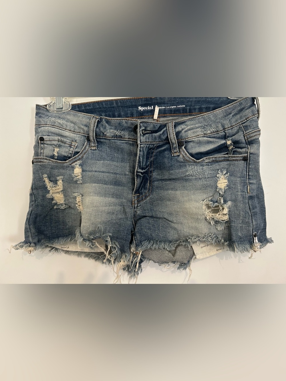 Special Design Distressed Blue Denim Cutoff Shorts